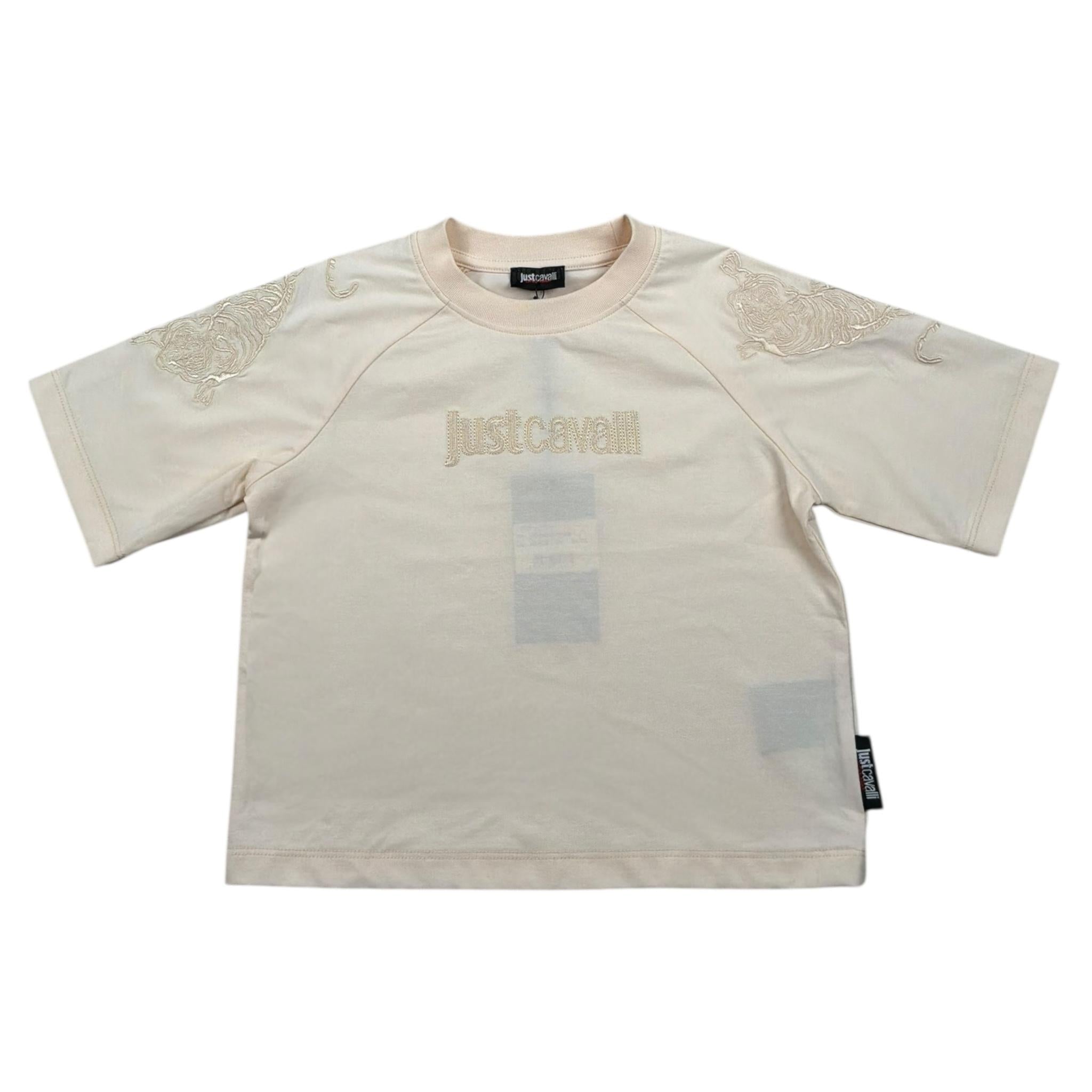 Just Cavalli T-Shirt Girocollo Modello Crop Tinta Unita per Bambina JIP26133TS PANNA JUST CAVALLI 