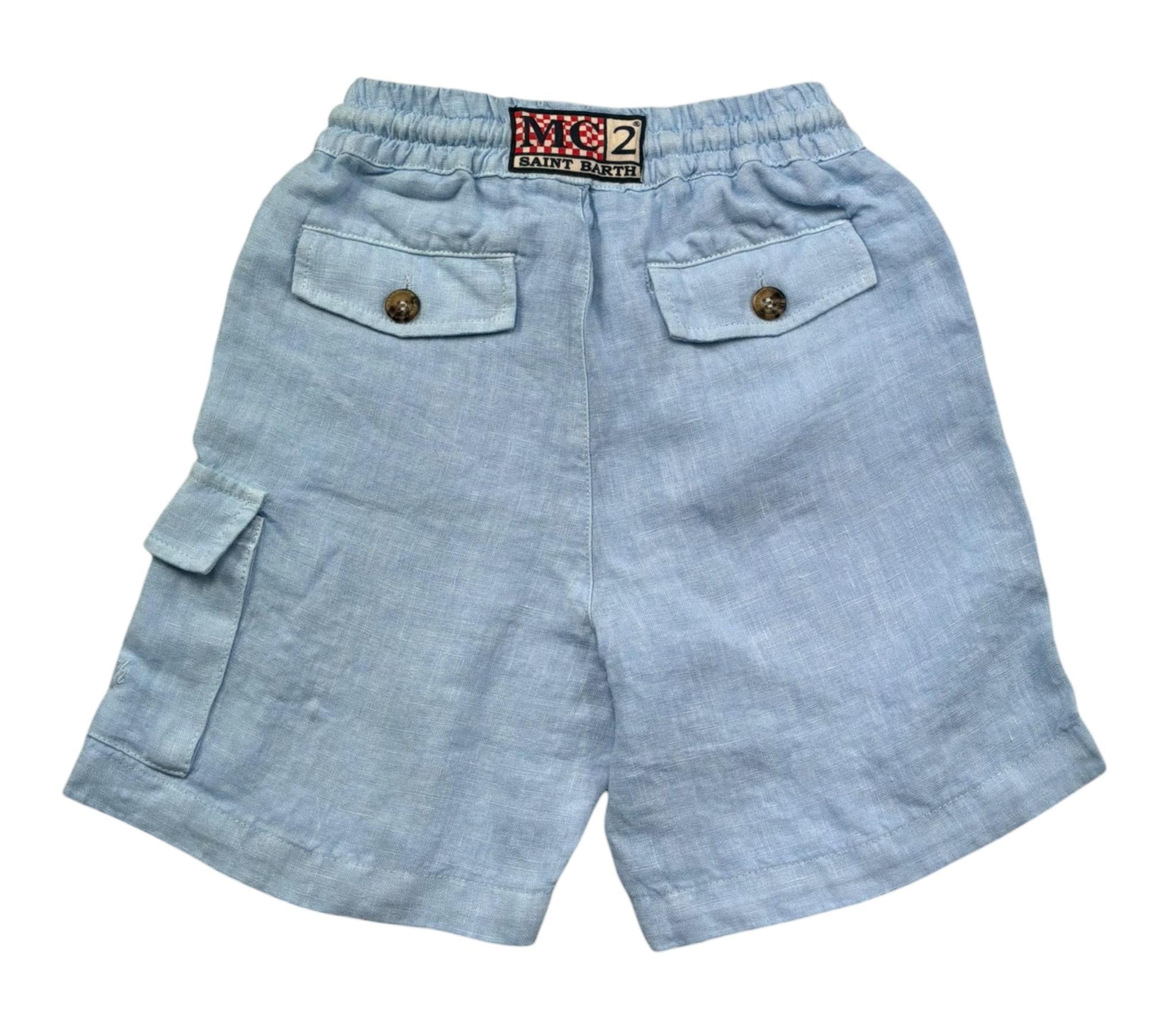 Saint Barth Bermuda Tinta Unita con Elastico In Vita per Bambino MARSEILLE AZZURRO SAINT BARTH 