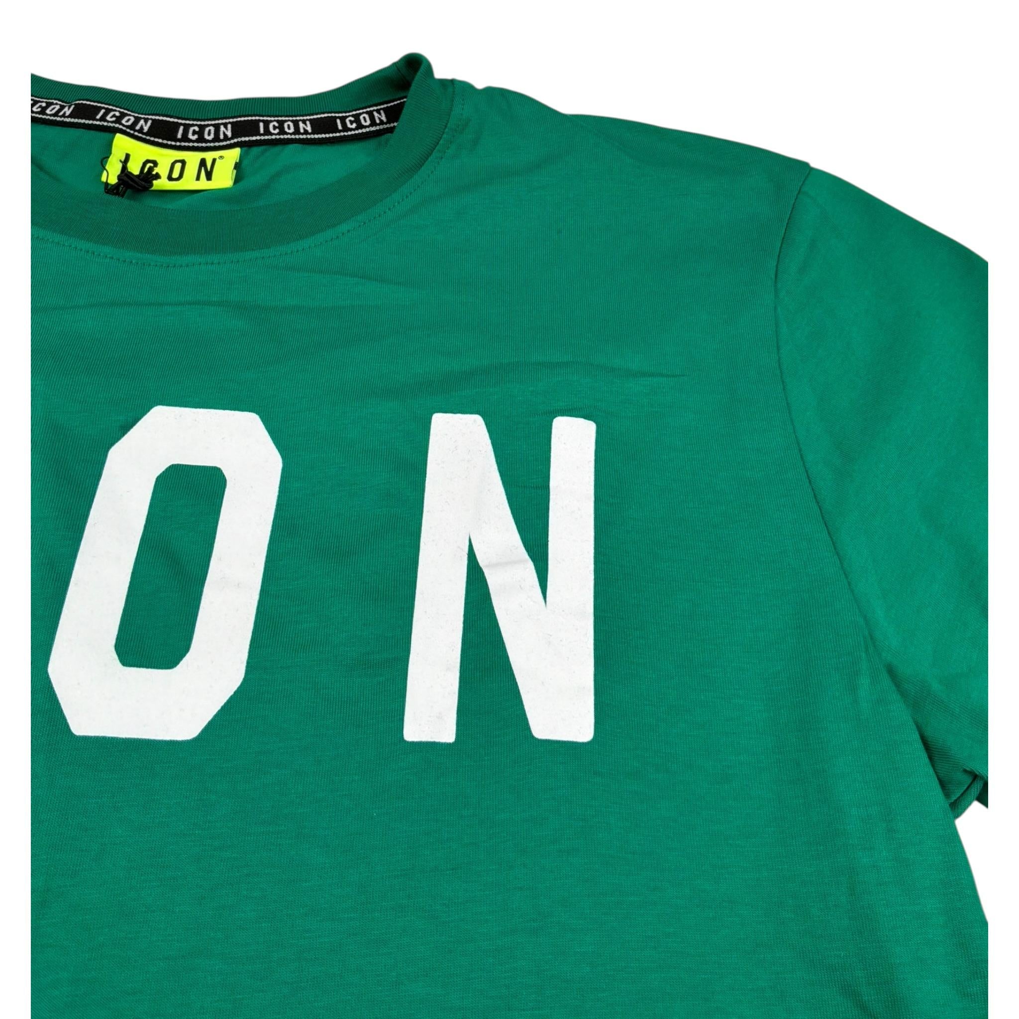 Icon T-Shirt Girocollo Tinta Unita con Logo per Bambino IBKS00489 VERDE ICON 