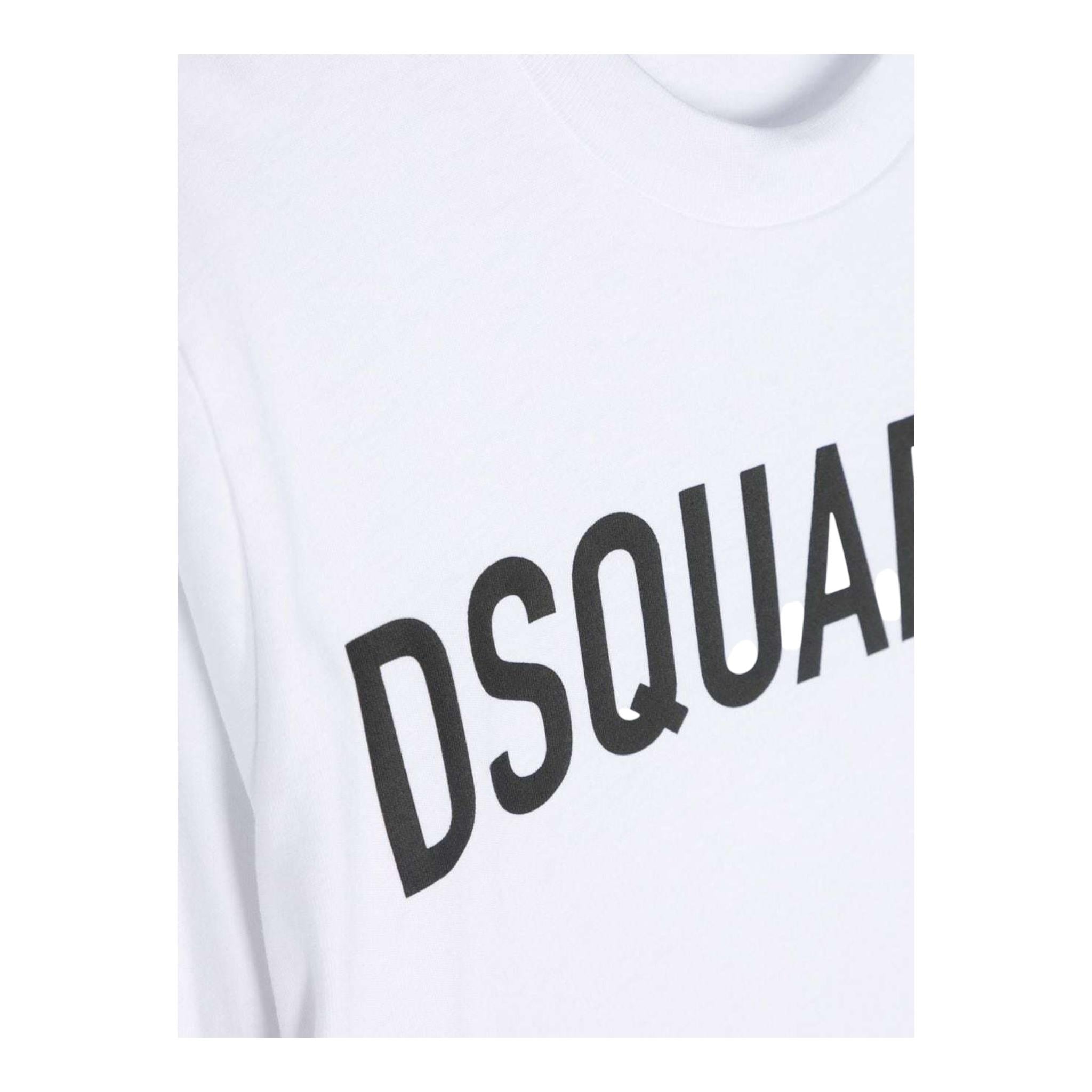 DSQUARED2 shirt girocollo tinta unita cn logo Bianco per Bambino DQ1478 BIANCO DSQUARED2 