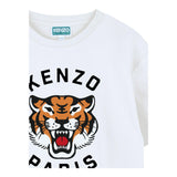 Kenzo T-Shirt Girocollo Tinta Unita con Stampe per Bambina K61137 BIANCO KENZO 