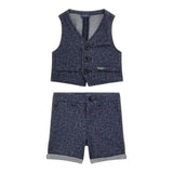 Guess Completo 2 Pezzi Gilet-Bermuda Tinta Unita per Neonato I4RG24KC3H0 BLU GUESS 