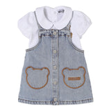 Moschino Completo 2 Pezzi T-Shirt-Salpette In Denim per Neonata MDG019 BIANCO MOSCHINO 