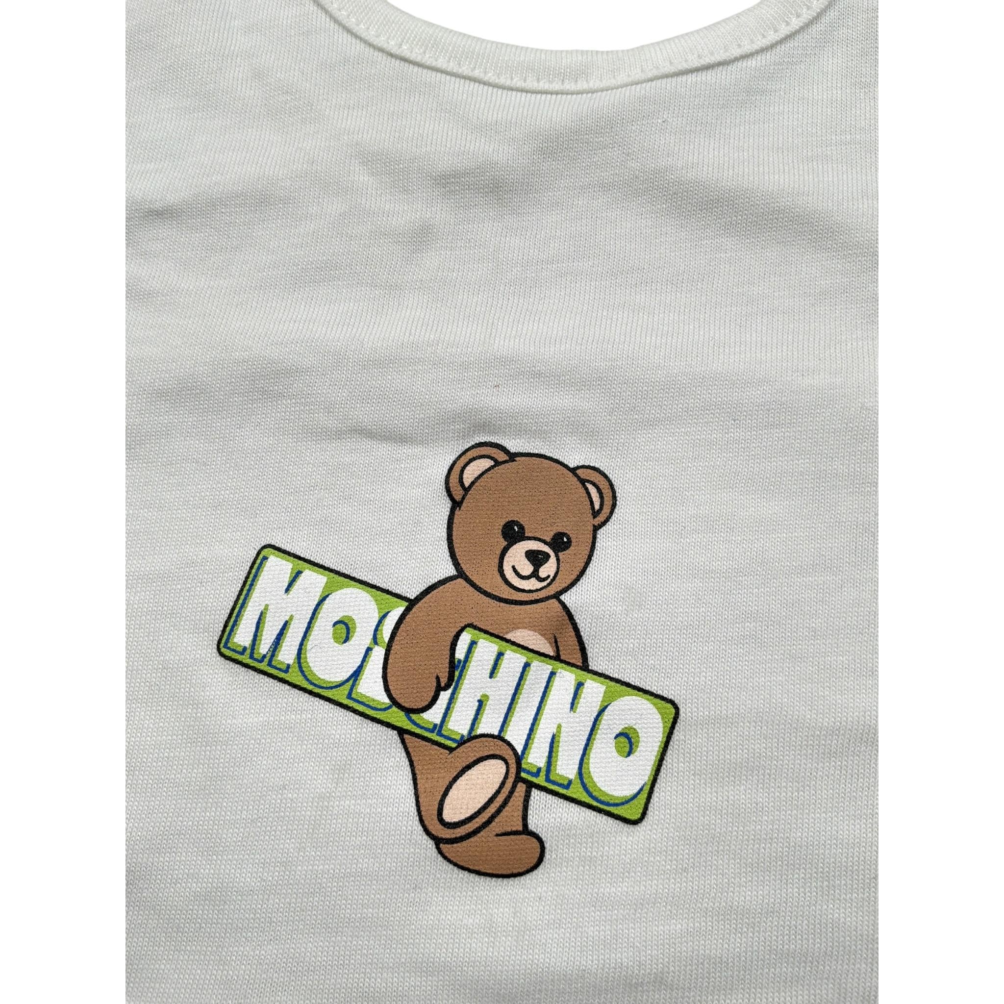 Moschino set Tutina Manica Lunga Tinta Unita con Logo-bavetta per Neonato MOY05L PANNA MOSCHINO 