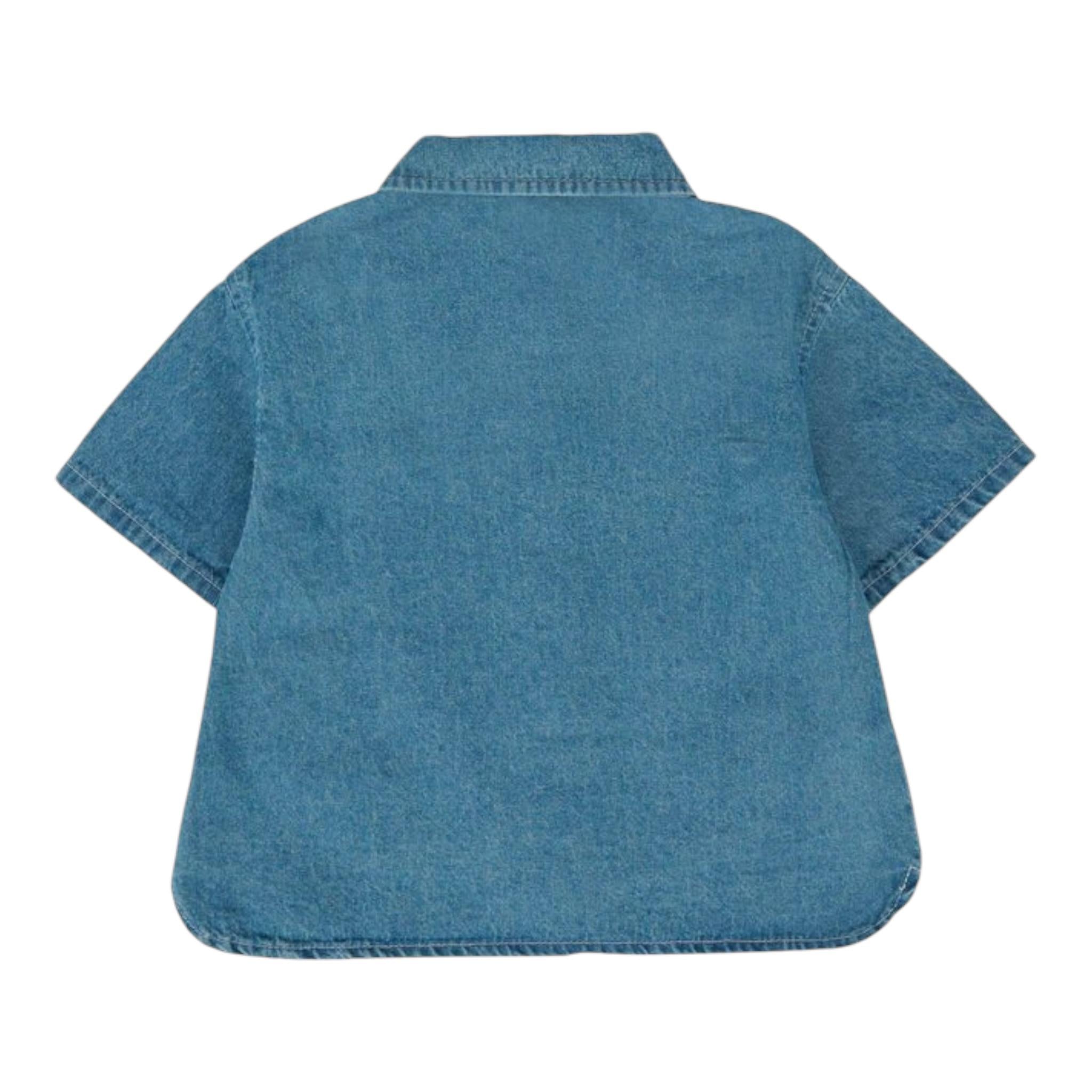 Moschino Camicia In Denim Tinta Unita Mezza Manica per Neonato MUC01FX BLU MOSCHINO 