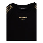 BALMAIN felpa tinta unita girocollo con profili logati Nero per Bambina BT4Q70 NERO BALMAIN 
