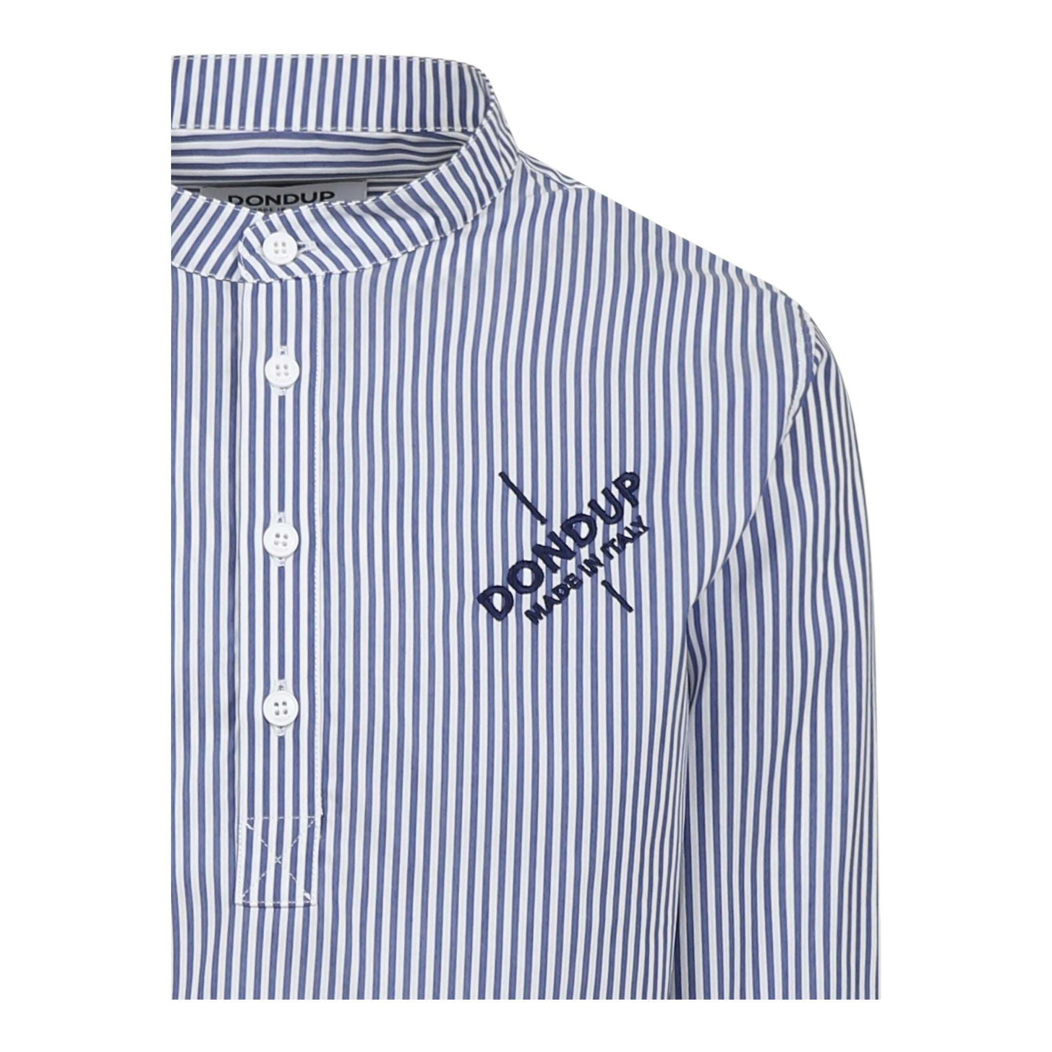 Dondup Camicia Tinta Unita con Fantasia A Righe per Bambino DMCA035 AZZURRO DONDUP 