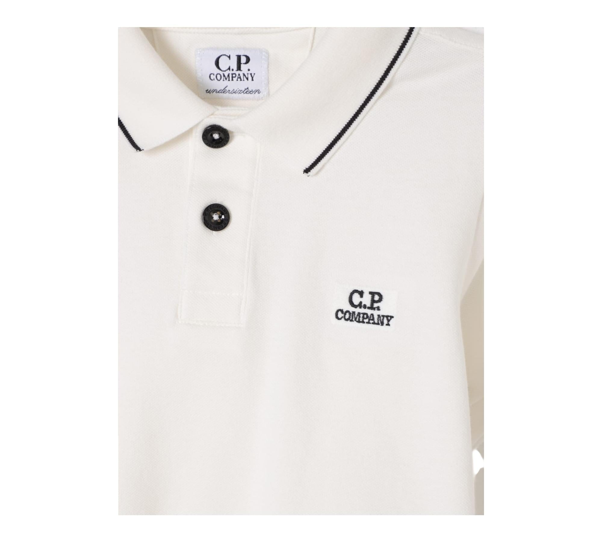 C.P. Company Polo Mezza Manica Tinta Unita per Neonato CNM000N PANNA C.P. COMPANY 