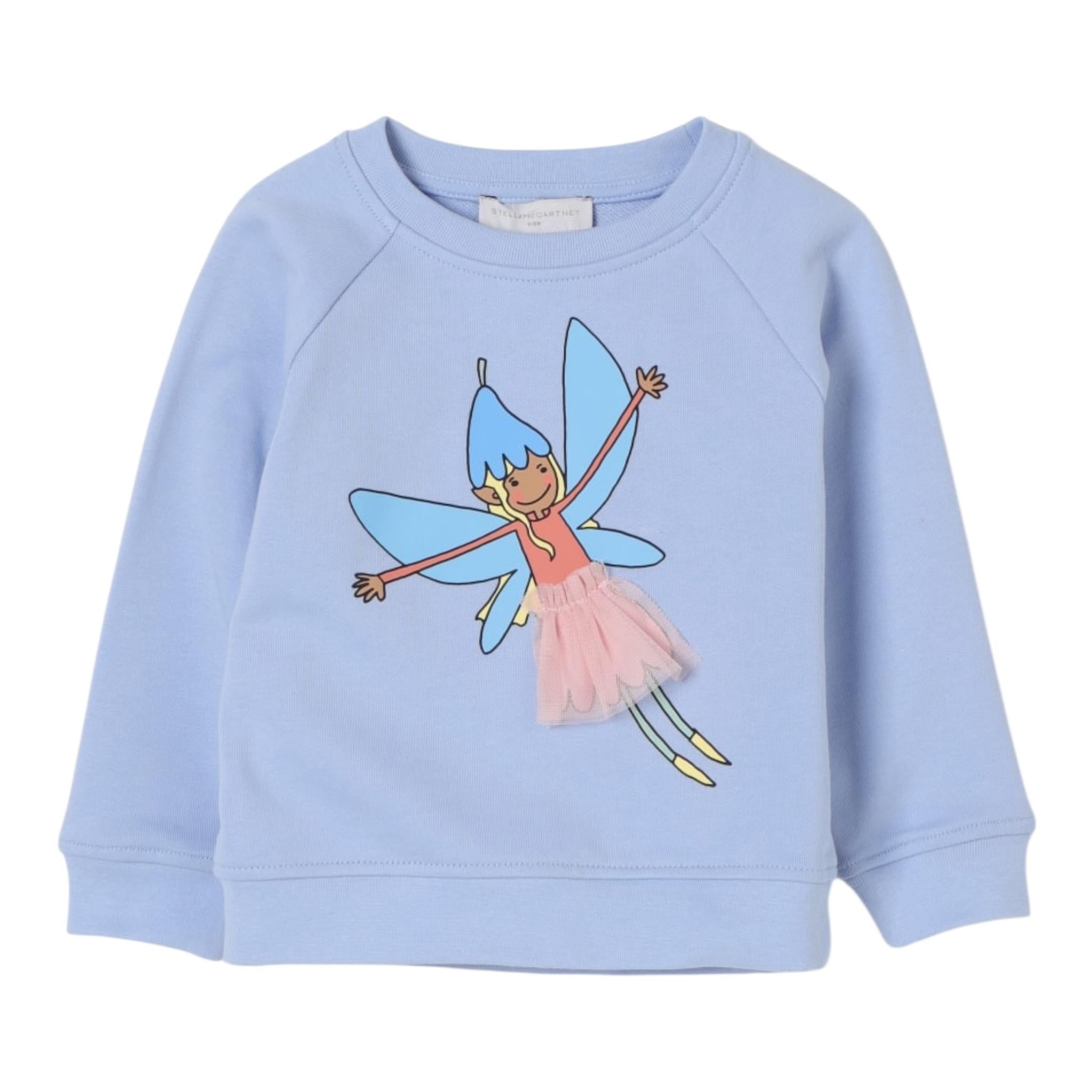 Stella Mccartney Felpa Girocollo Tinta Unita con Stampa per Neonata TW4A10 AZZURRO STELLA McCARTNEY 