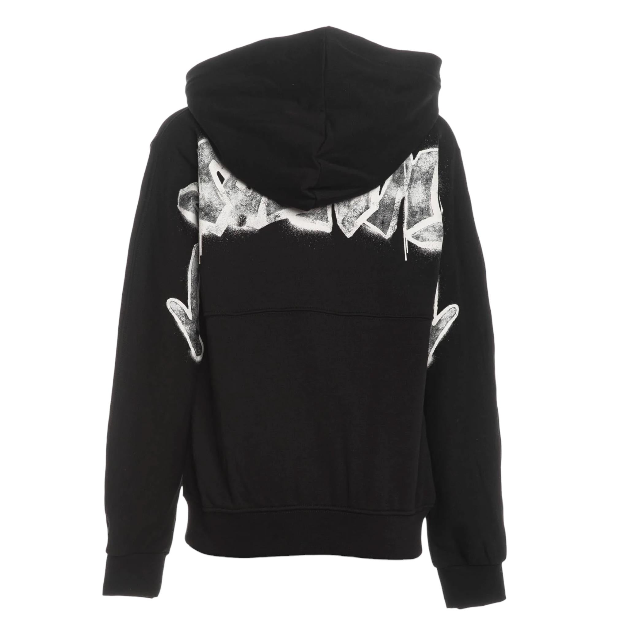 Disclaimer Felpa con Zip E Cappuccio Tinta Unita con Logo per Bambino 25EDBK58409 NERO DISCLAIMER 