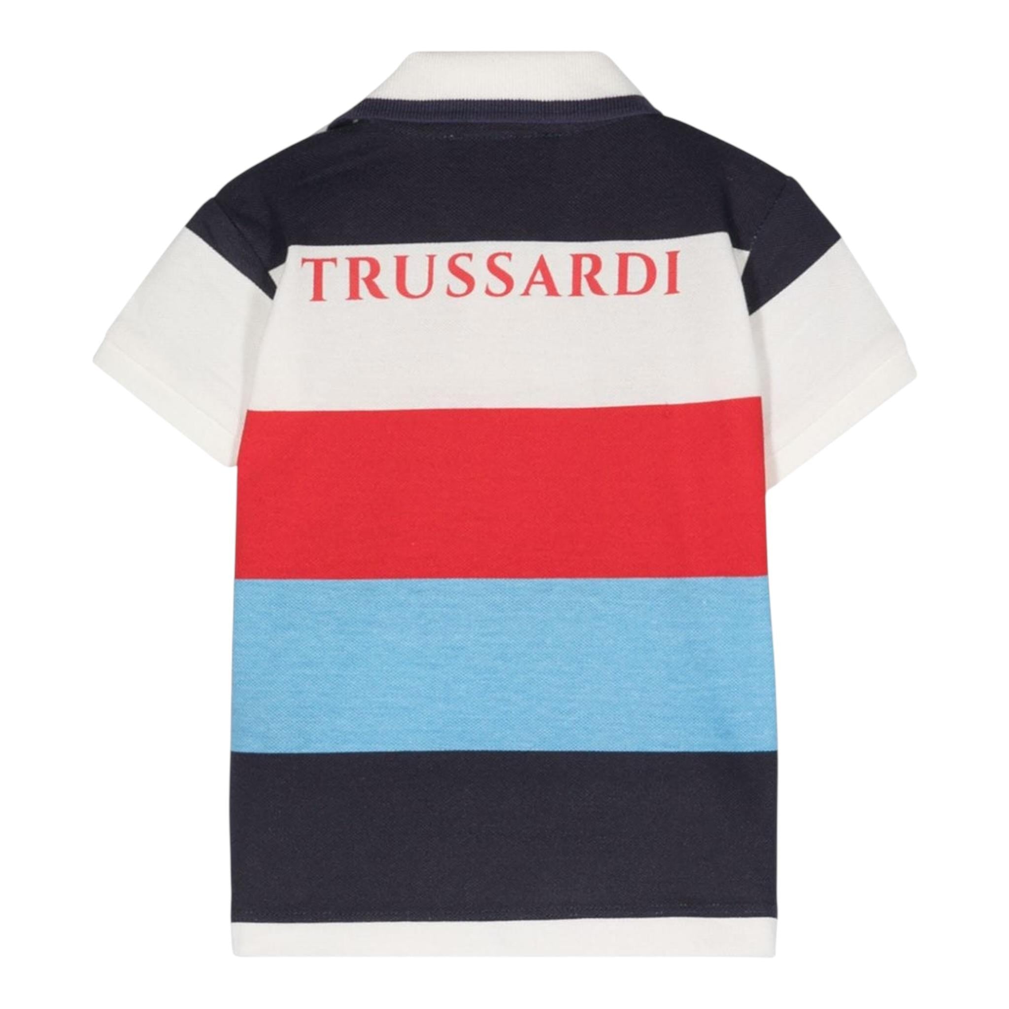 Trussardi Polo Tricolore con Fantasia A Righe per Neonato TIP24073P BIANCO TRUSSARDI 