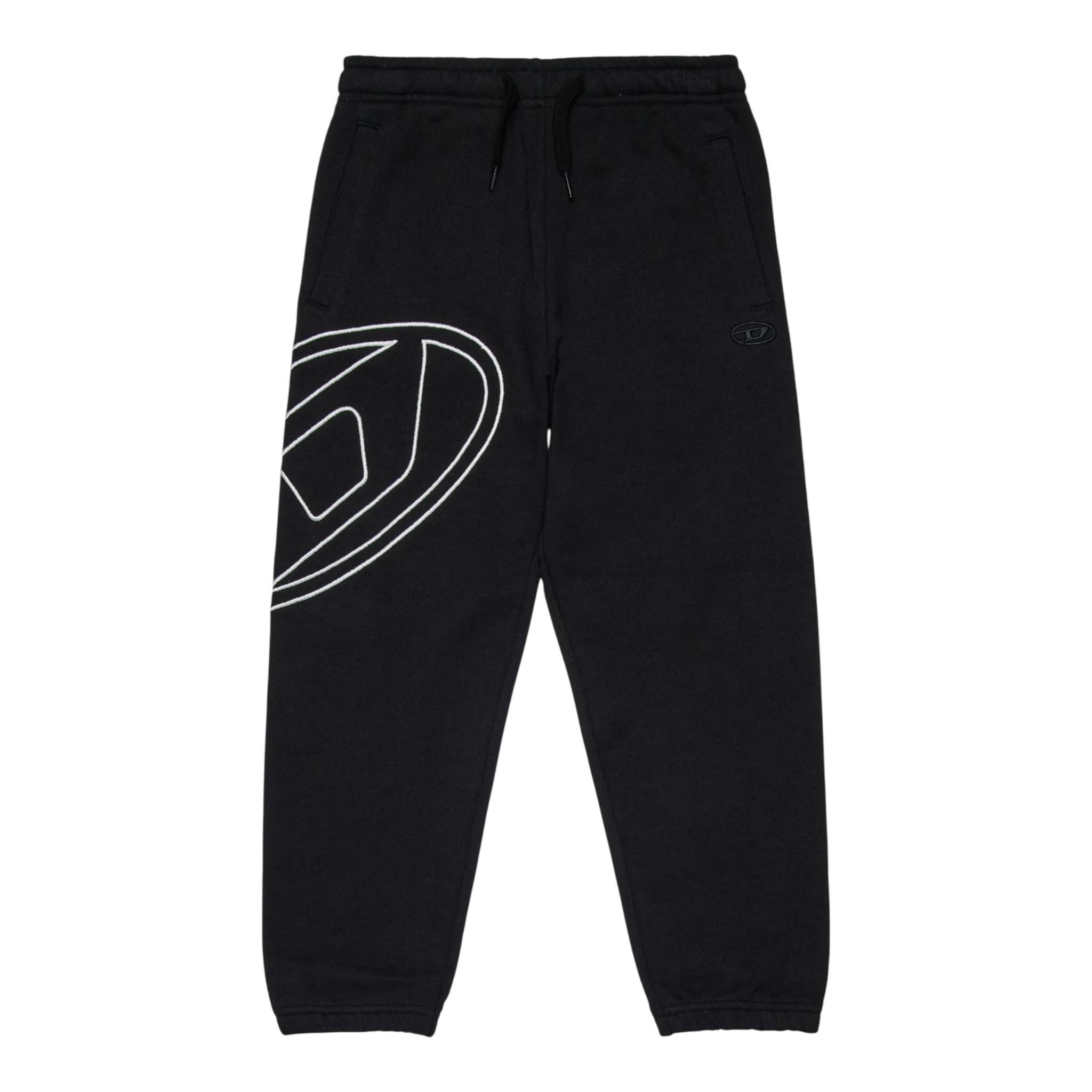 DIESEL pantalone tuta tinta unita con stampa logo Nero per Bambino J01785X NER DIESEL 