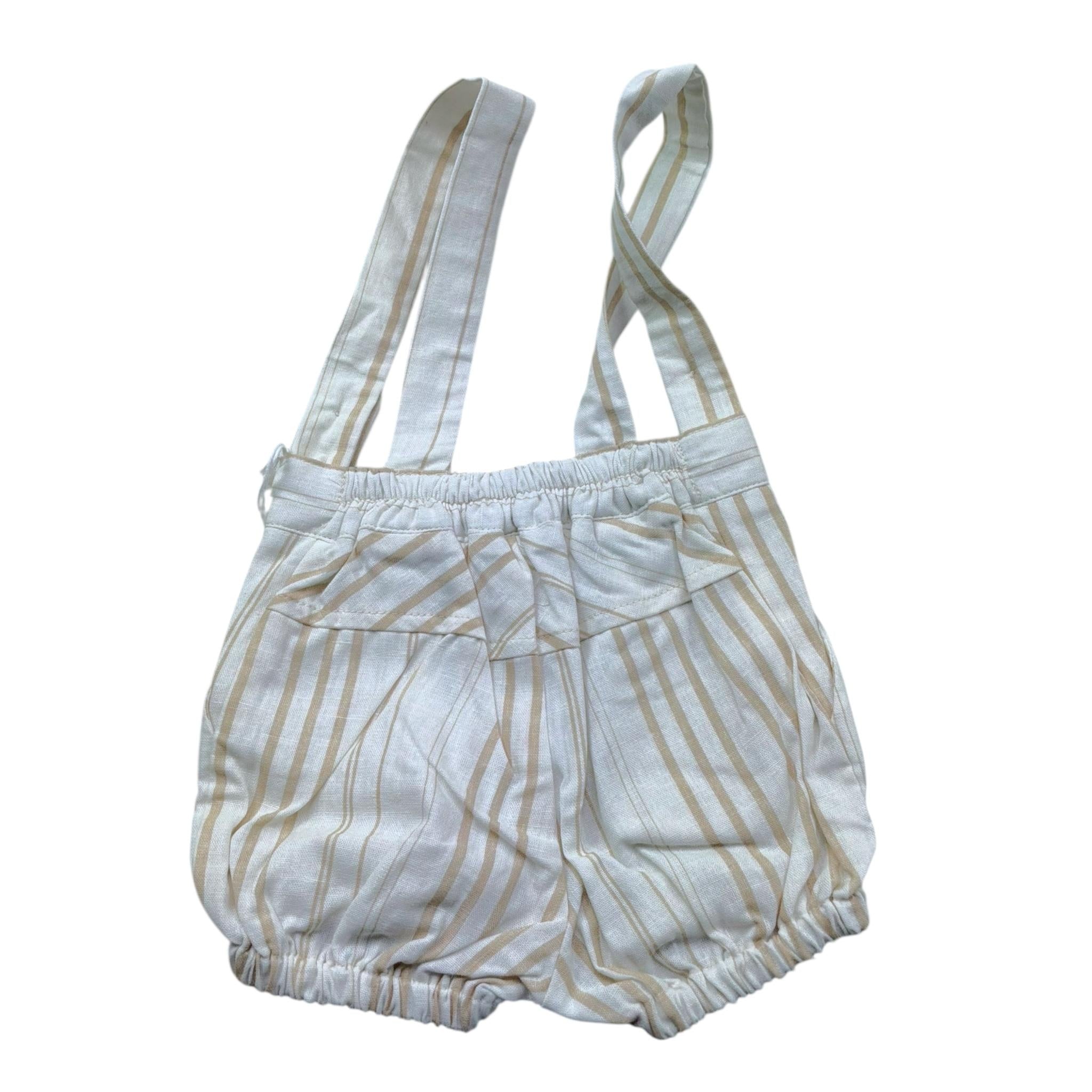 Manuel & Frank Salopette Tinta Unita con Fantasia A Righe per Neonato MF2194I BIANCO/BEIGE MANUEL & FRANK 