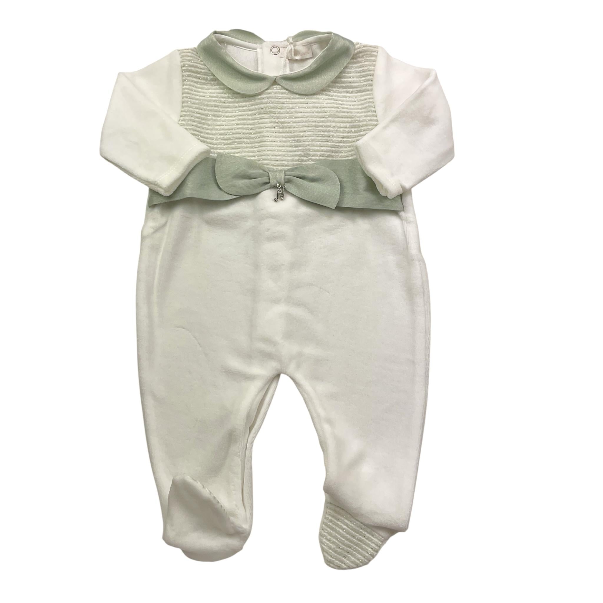 NINNAOH tutina bicolore con fantasia e fiocco Bianco/verde per Neonata I2374T BIANCO/VERDE NINNAOH 