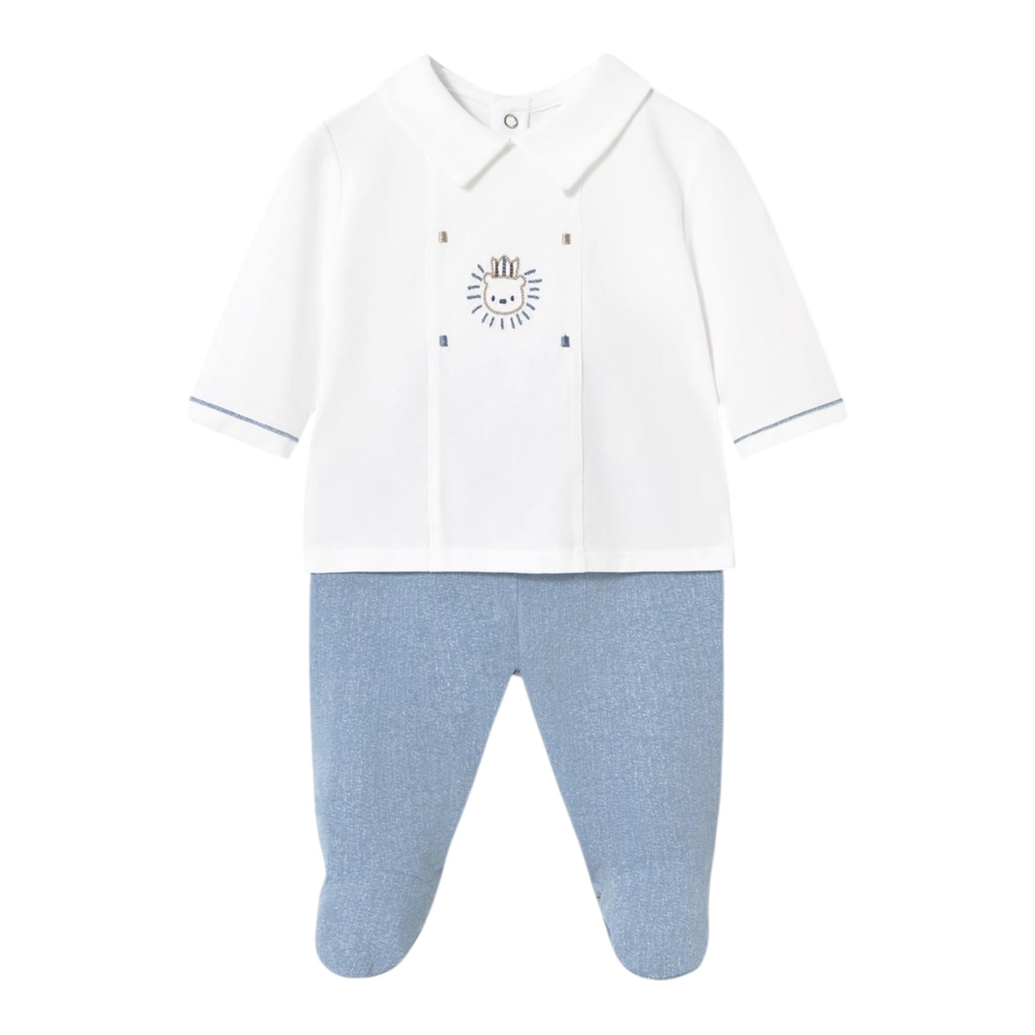 Mayoral Completo 2 Pezzi Shirt-Ghettina Bicolore per Neonato 1558 BIANCO/BLU MAYORAL 