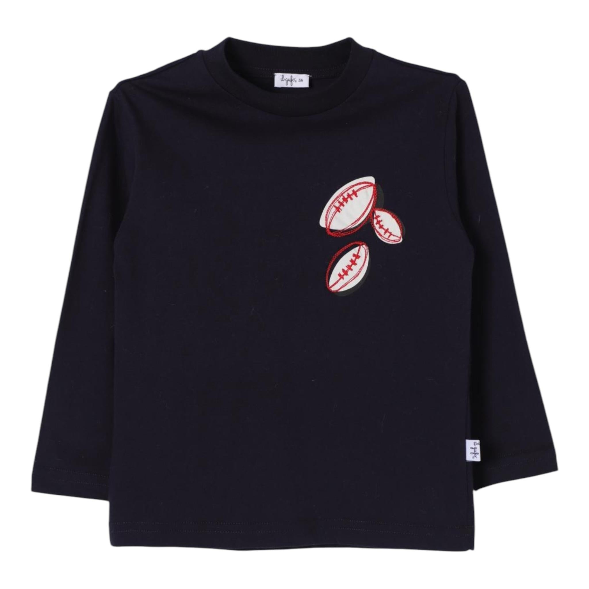 IL GUFO shirt girocollo tinta unita con stampa Blu per Bambino A24TA353MF002J BLU IL GUFO 