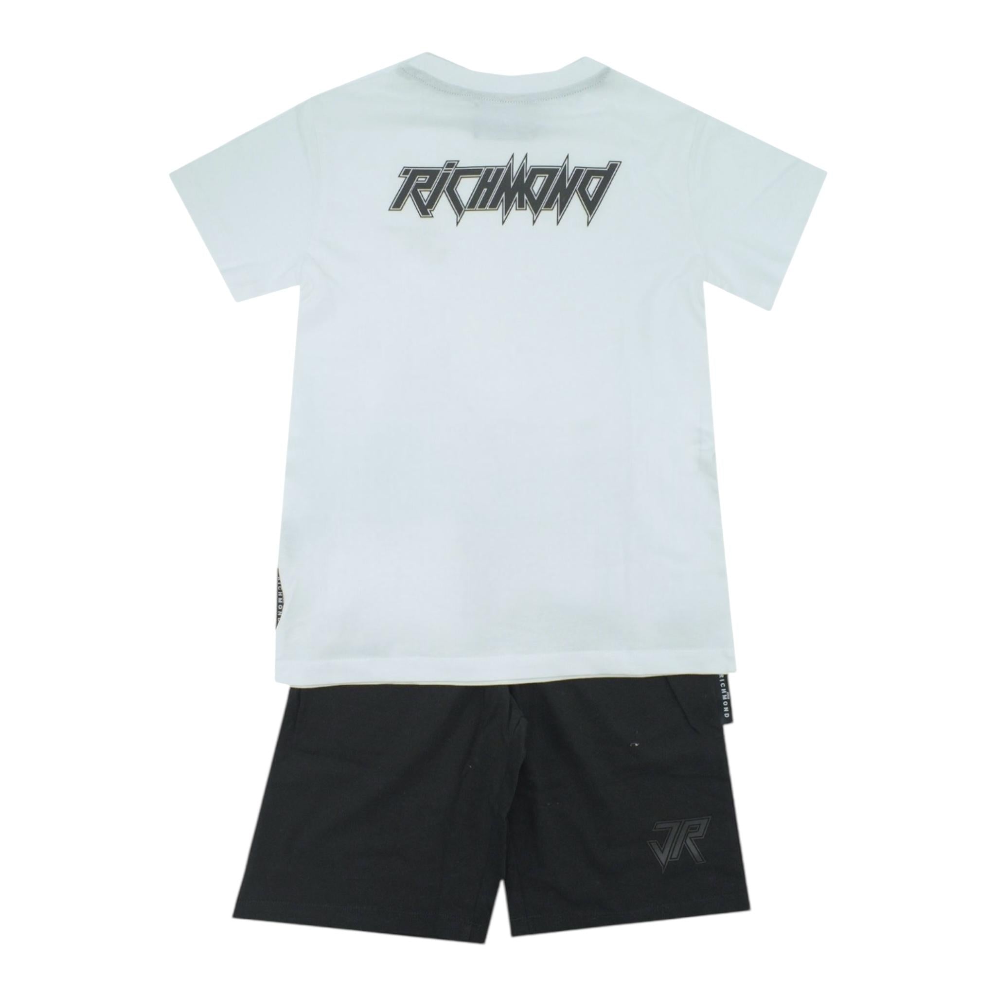 John Richmond Completo 2 Pezzi T-Shirt-Bermuda Tinta Unita per Bambino RBP25134CJXJ BIANCO/NERO JOHN RICHMOND 