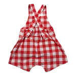 Petit Indi Salopette Bicolore con Fantasia A Quadri per Neonata SS25B2511 BIANCO/ROSSO PETIT INDI 