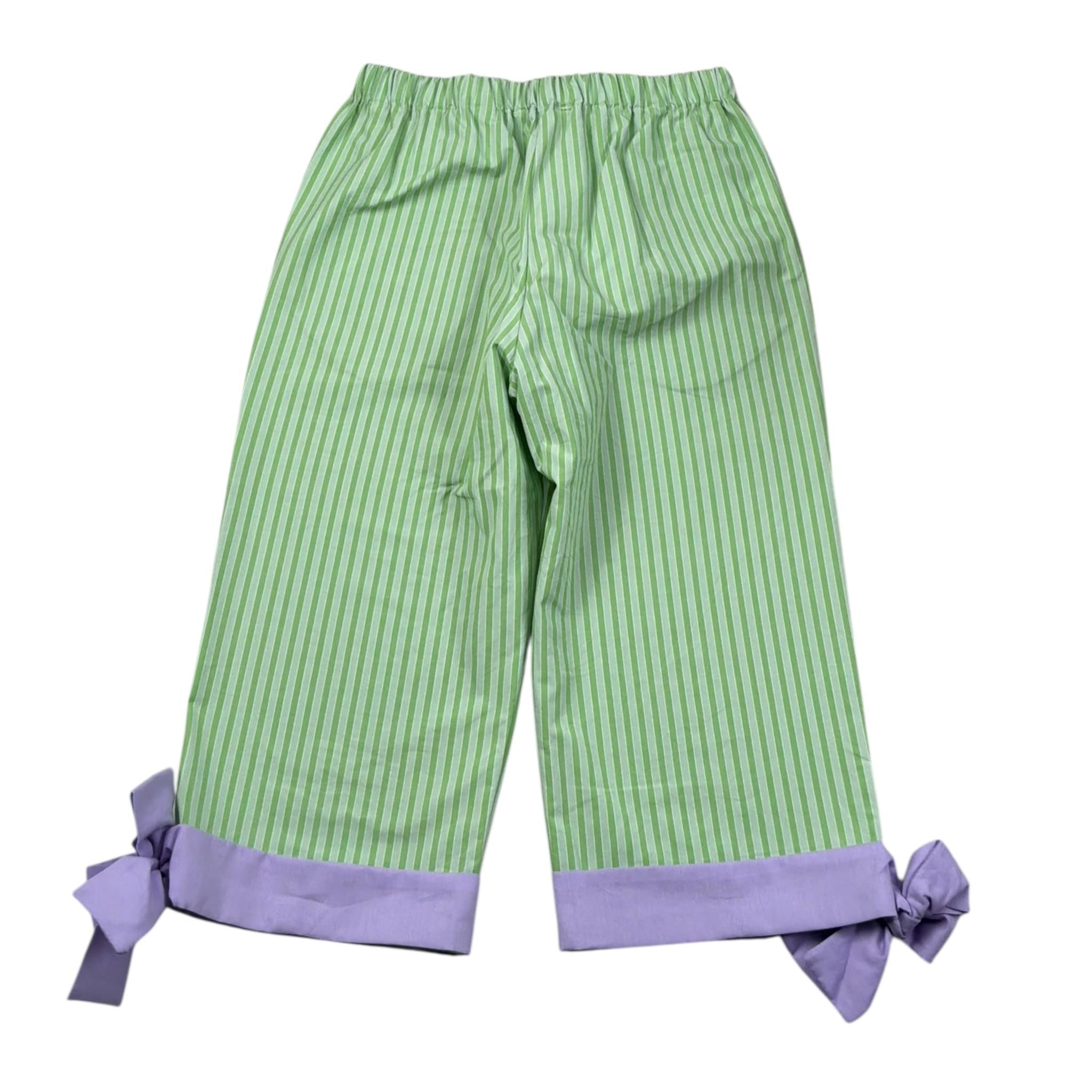 Ilfarobimbi Pantalone tinta unita con Applicazione Fiocco Verde per Bambina IFB50446 VERDE ILFAROBIMBI 