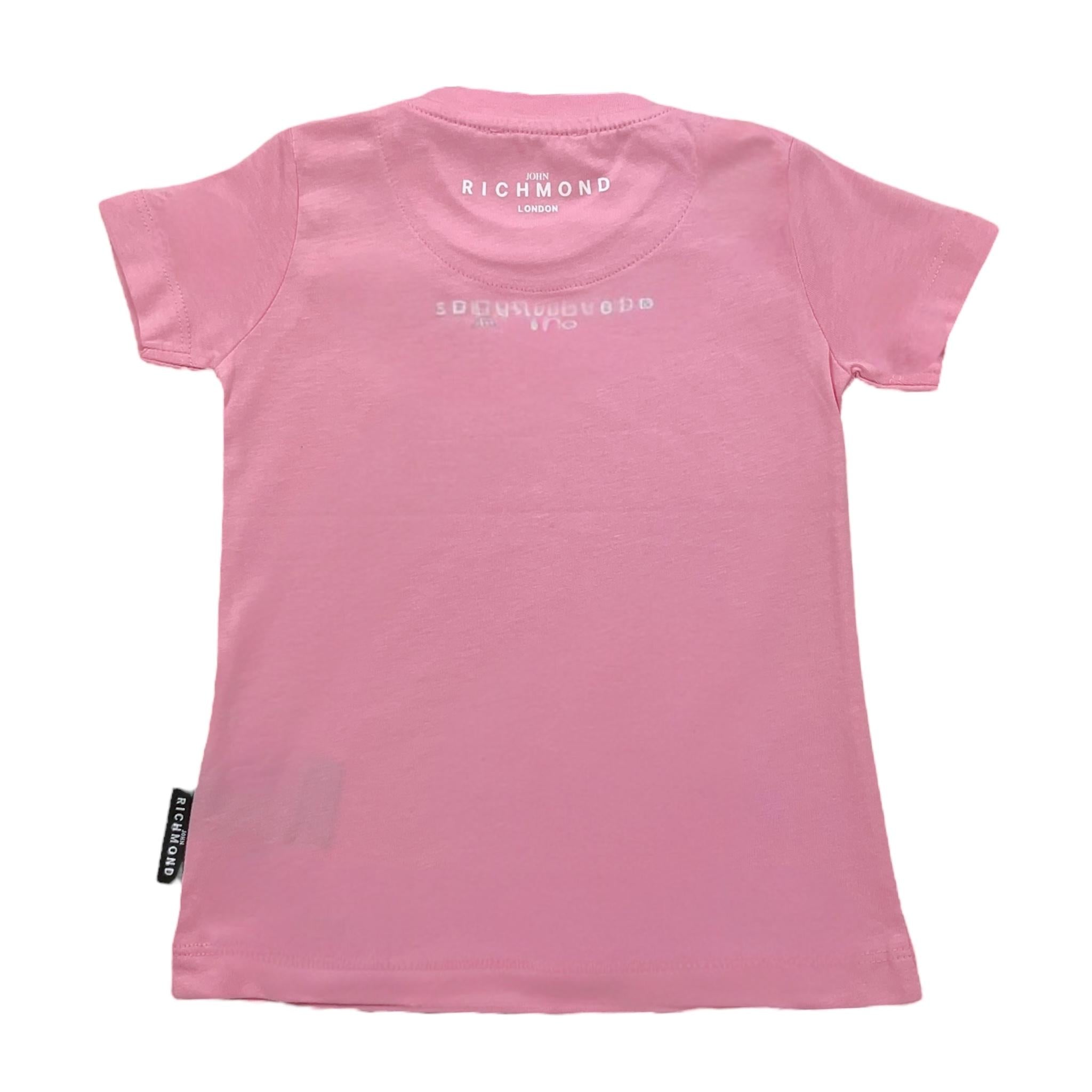 John Richmond T-Shirt Girocollo Tinta Unita con Stampa per Bambina RIP25002TSJ ROSA JOHN RICHMOND 