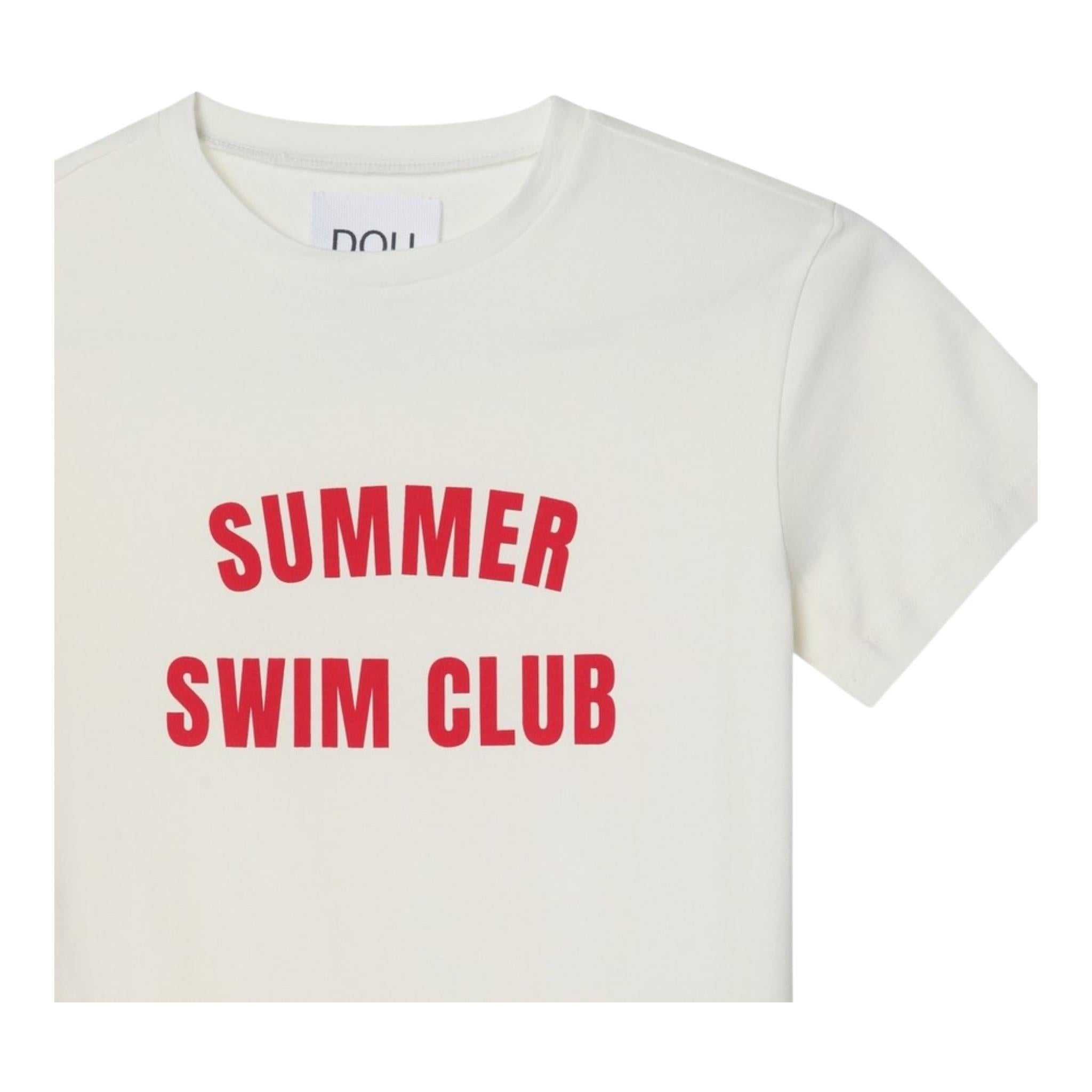 Dou Dou T-Shirt Girocollo Tinta Unita con Stampa per Bambina DW8P81 BIANCO DOU DOU 