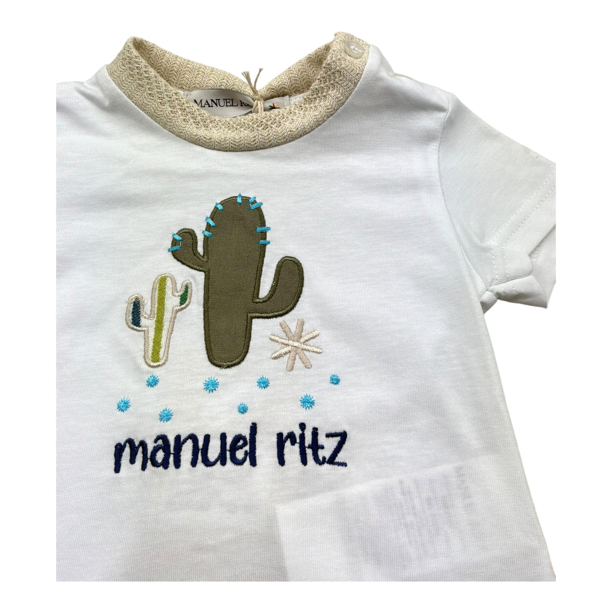 Manuel Ritz T-Shirt Girocollo Tinta Unita con Ricamo per Neonato MR3117N BIANCO MANUEL RITZ 