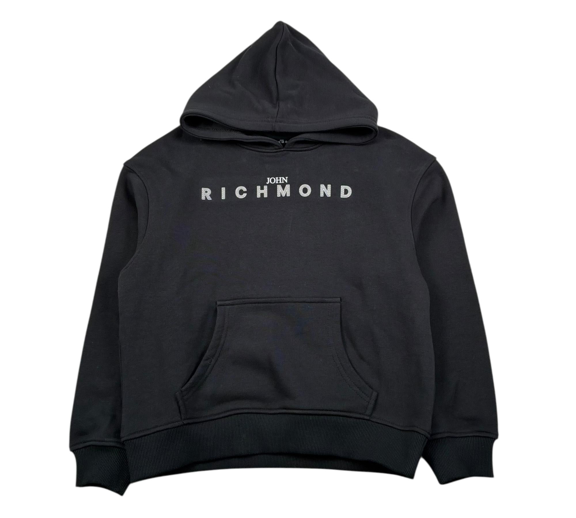 John Richmond Felpa Chiusa con Cappuccio Tinta Unita per Bambino RBP26003FE NERO JOHN RICHMOND 
