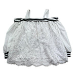 Monnalisa Top Manica Lunga Tinta Unita con Ricami per Bambina 493300 BIANCO MONNALISA 