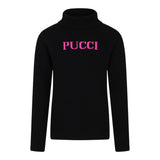 EMILIO PUCCI maglia collo alto tinta unita con stampa logo Nero per Bambina PV9A40 NERO EMILIO PUCCI 