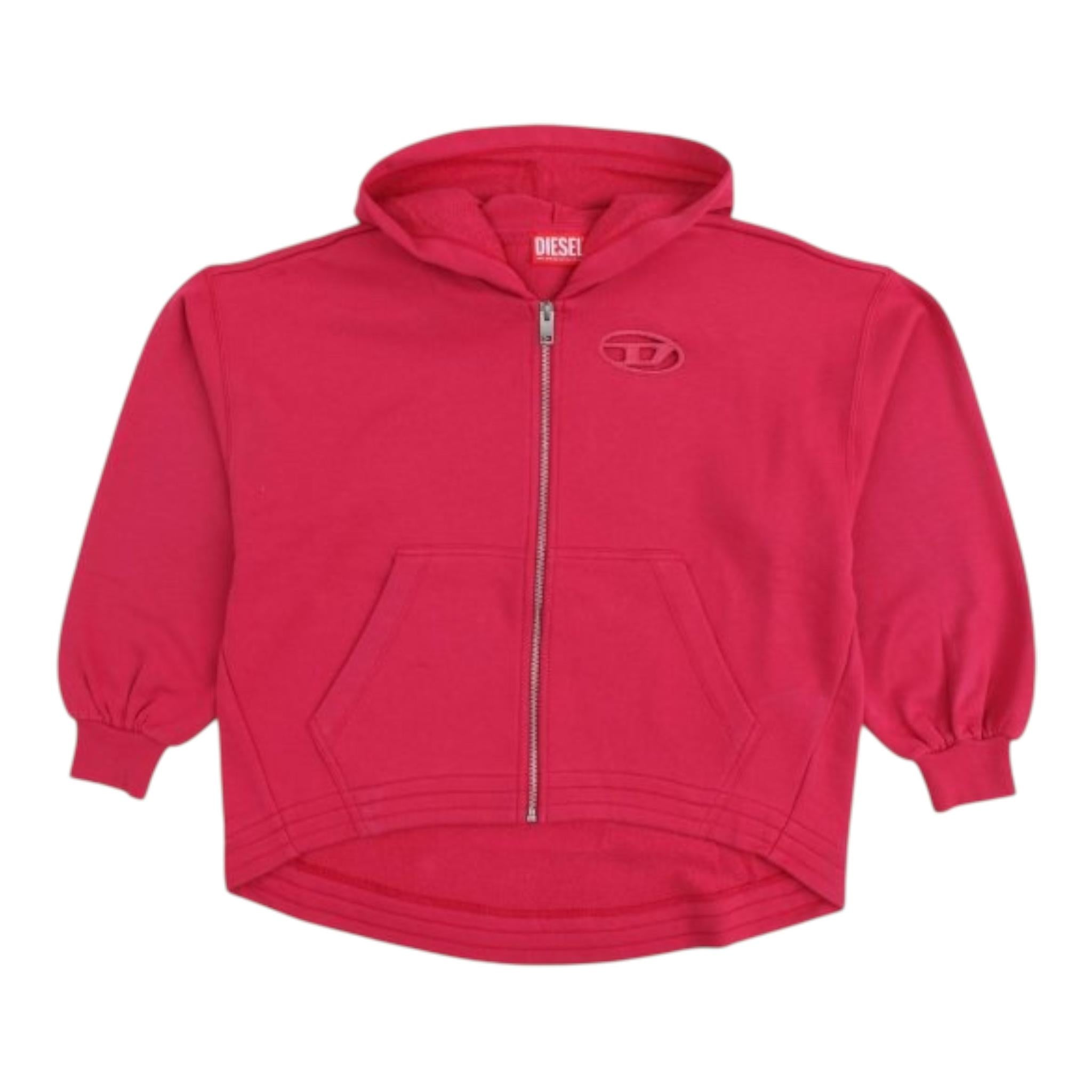 Diesel Felpa Tinta Unita con Zip E Cappuccio per Bambina J02200 ROSA DIESEL 