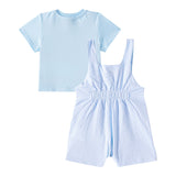 Moschino Completo 2 Pezzi T-Shirt-Salopette per Neonato MUG01I AZZURRO MOSCHINO 