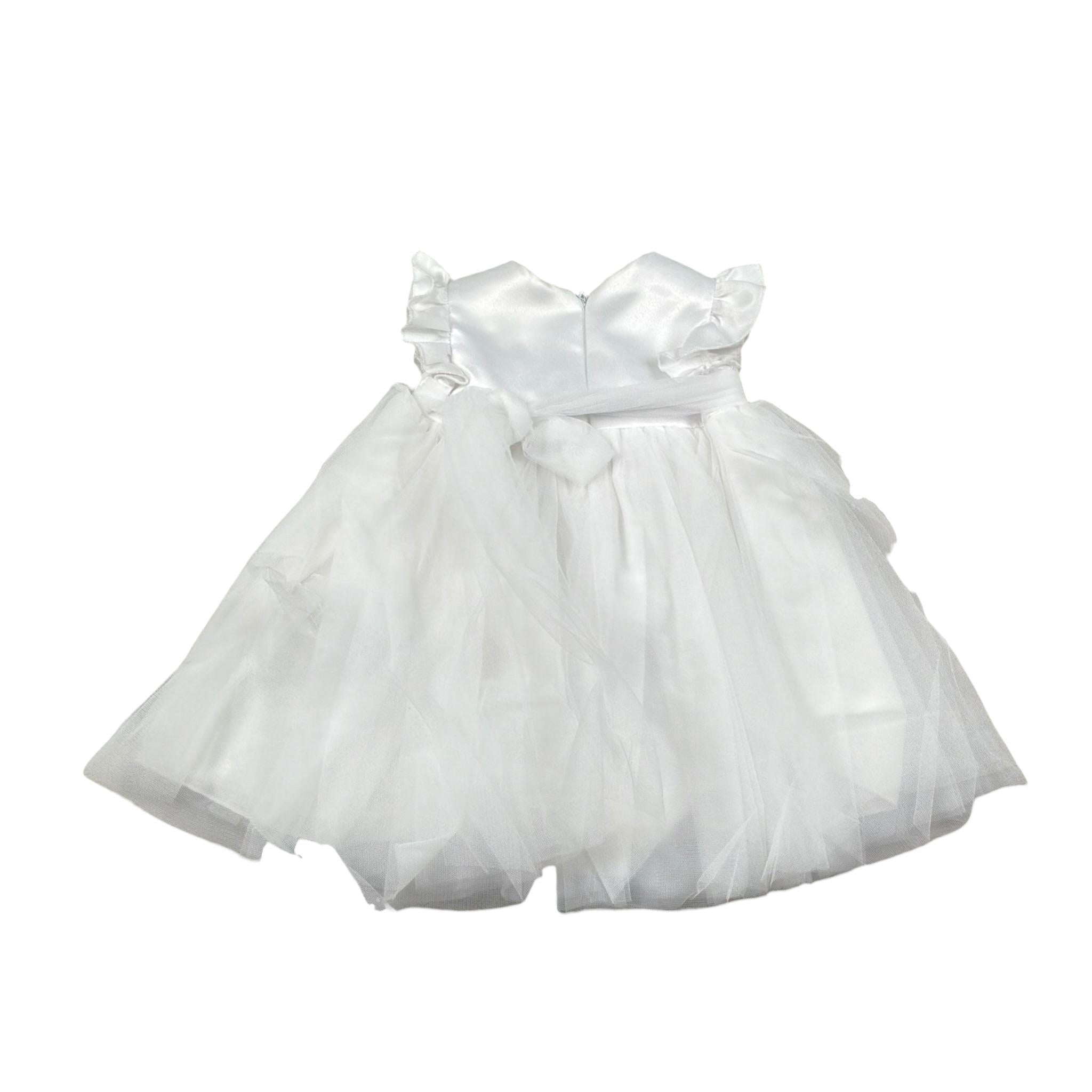 Le Bebe' Abito Cerimonia Tinta Unita con Tulle per Neonata LBG5201 BIANCO LE BEBE' 