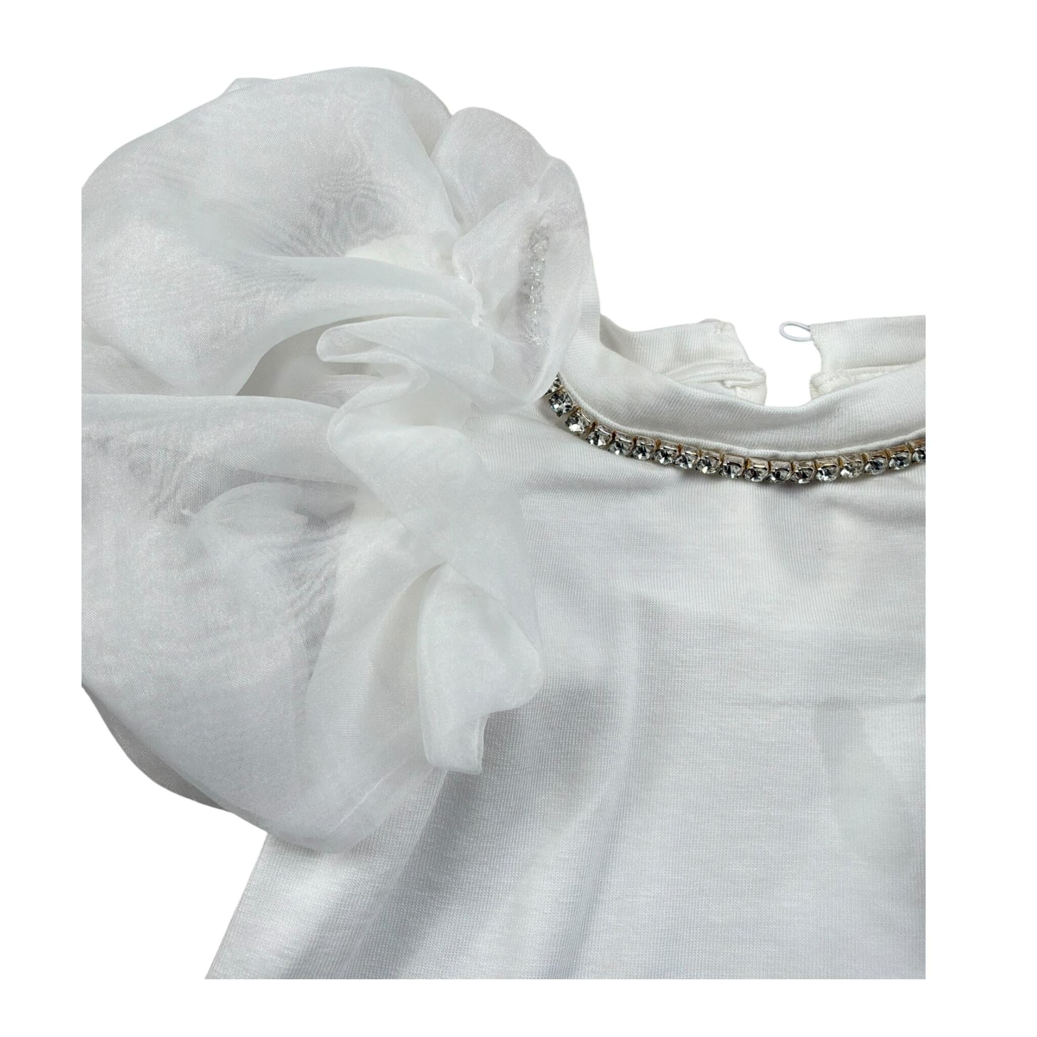 Miss Grant T-Shrit Girocollo Tinta Unita con Applicazioni per Neonata MG1244 BIANCO MISS GRANT 