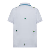 Sun68 Polo Mezza Manica Tinta Unita con Ricami Palme per Bambino A35328 BIANCO SUN68 
