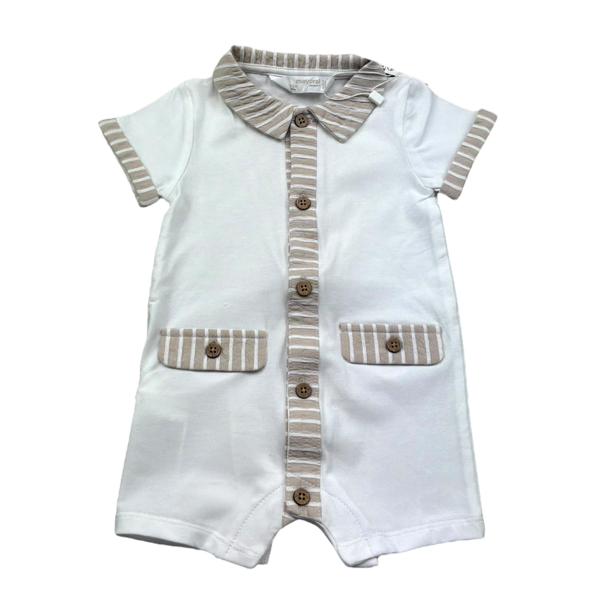 Mayoral Set Pagliaccetti Bicolore per Neonato 1705 BIANCO/BEIGE MAYORAL 