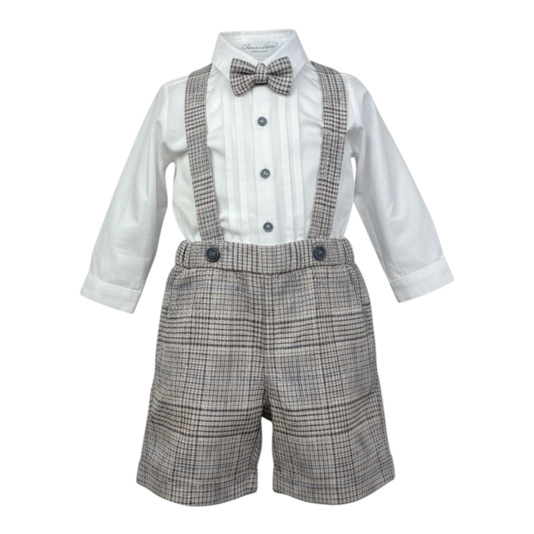 Barcellino Completo 3 Pezzi Camicia-Bermuda-Papillon per Neonato 110606 BIANCO BARCELLINO 