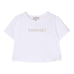Twinset T-Shirt Girocollo Tinta Unita con Stampa per Bambina 251GJ2484X BIANCO TWINSET 