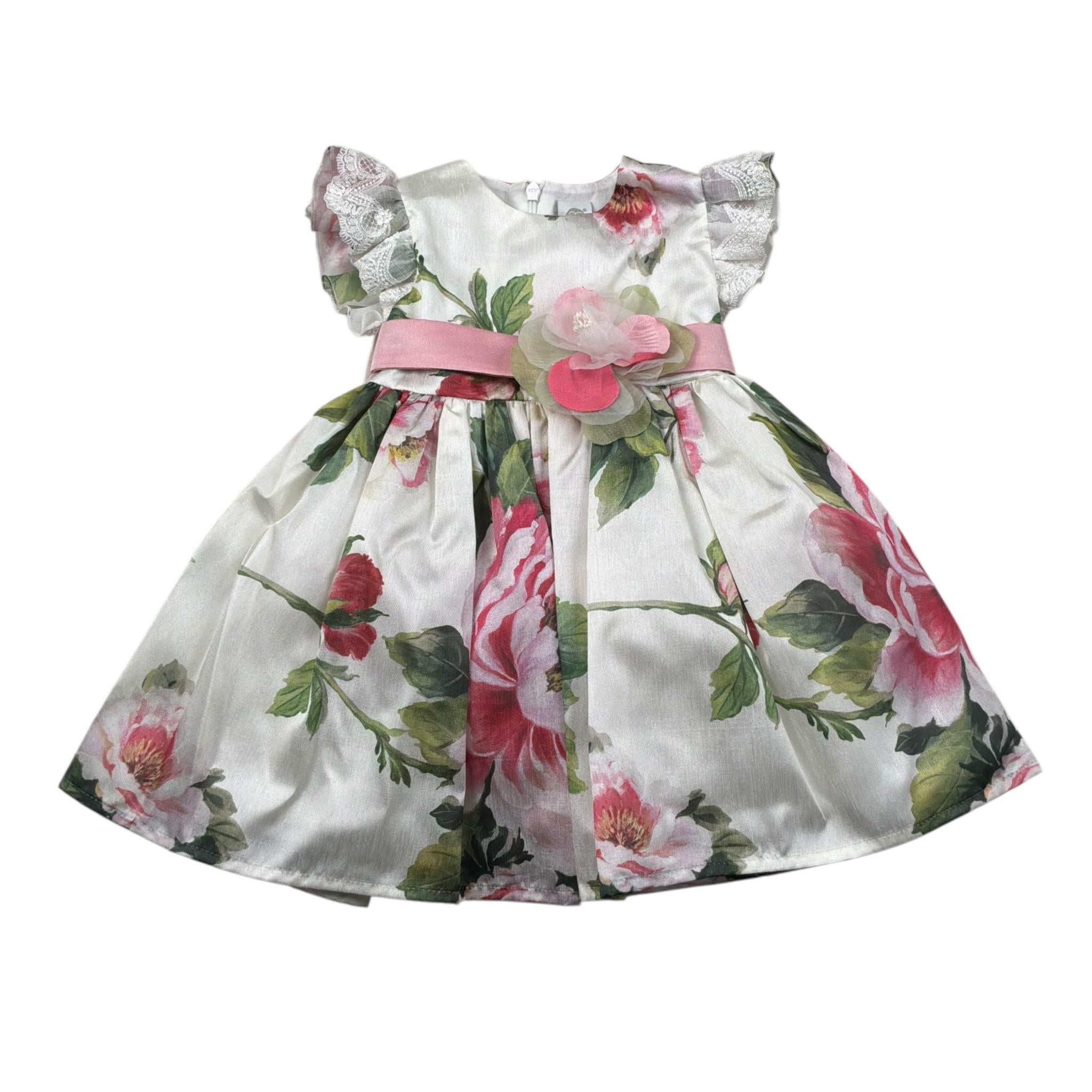 Marlu' Abito Mezza Manica Tinta Unita Fantasia Floreale per Neonata ER320MC PANNA MARLU' 