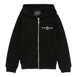 John Richmond Felpa Tinta Unita con Zip E Cappuccio per Bambino RBP25004FE NERO JOHN RICHMOND 