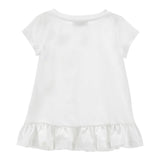 Monnalisa Maxi T-Shirt Girocollo Tinta Unita con Brillantini per Bambina 19E620X BIANCO MONNALISA 