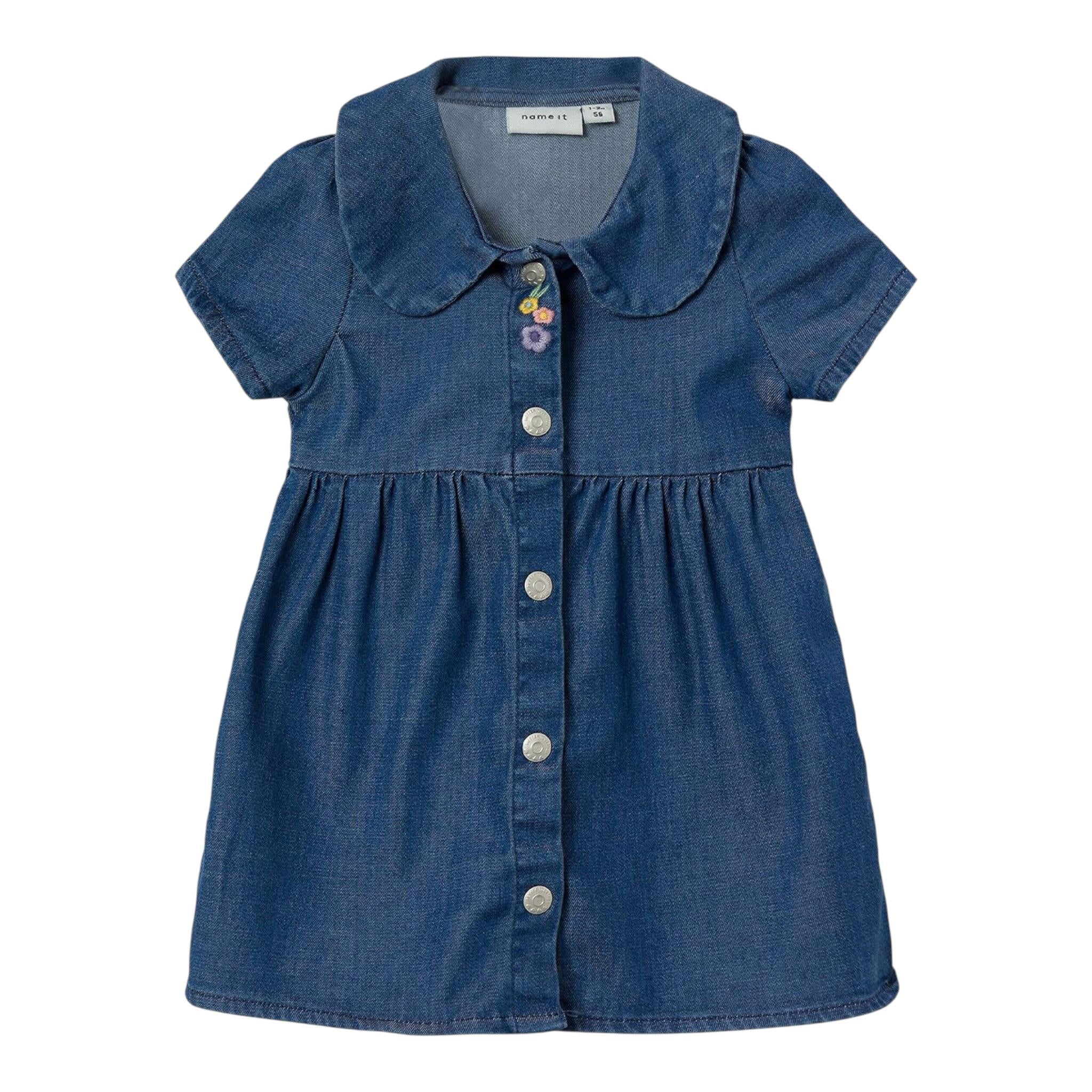 Name It Abito In Denim tinta unita Mezza Manica Blu per Neonata 13226992 BLU NAME IT 