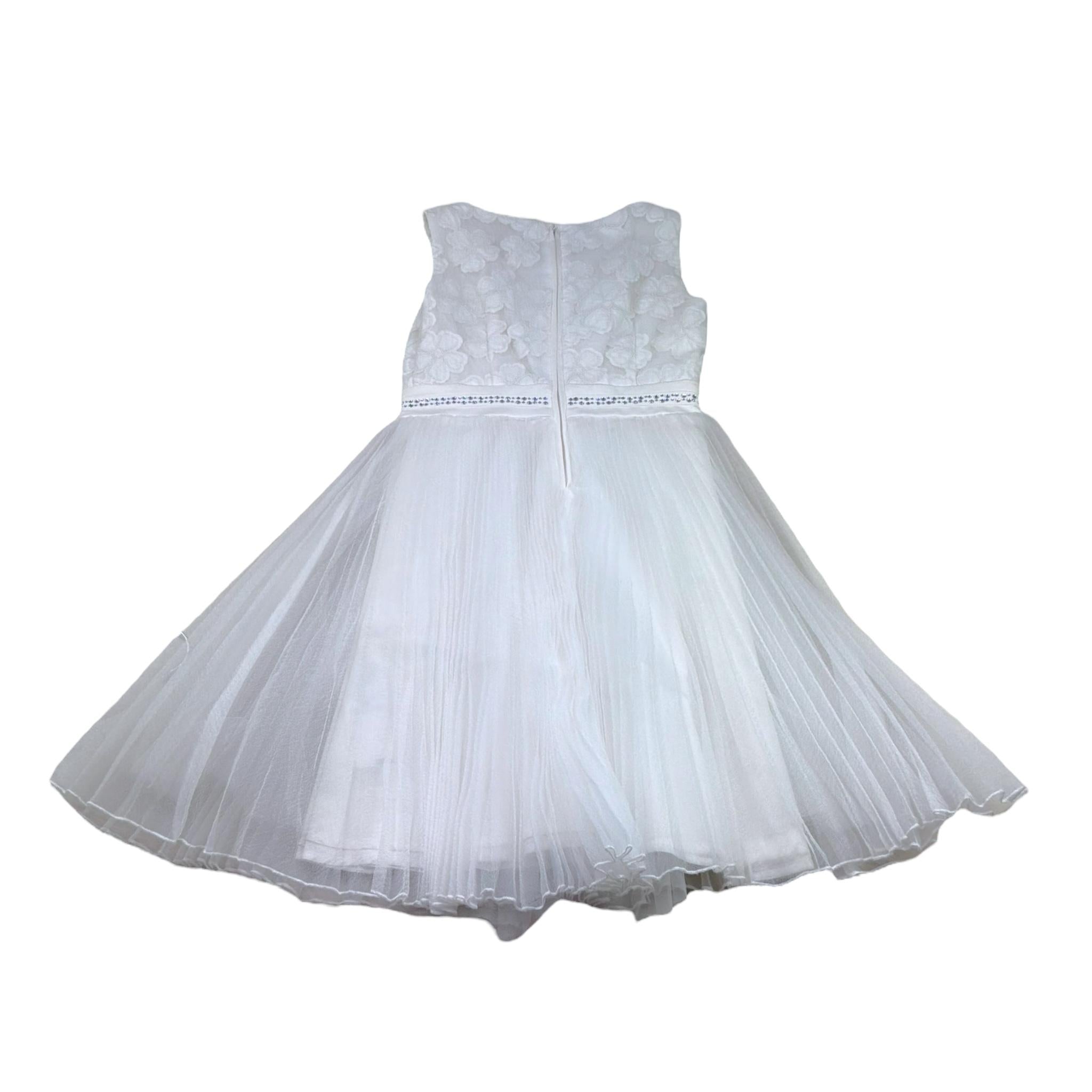 Monnalisa Abito Cerimonia Tinta Unita con Ricami per Bambina 799901 PANNA MONNALISA 