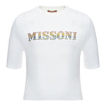 Missoni T-Shirt Tinta Unita con Stampa A Costine per Bambina MU9A41 PANNA MISSONI 