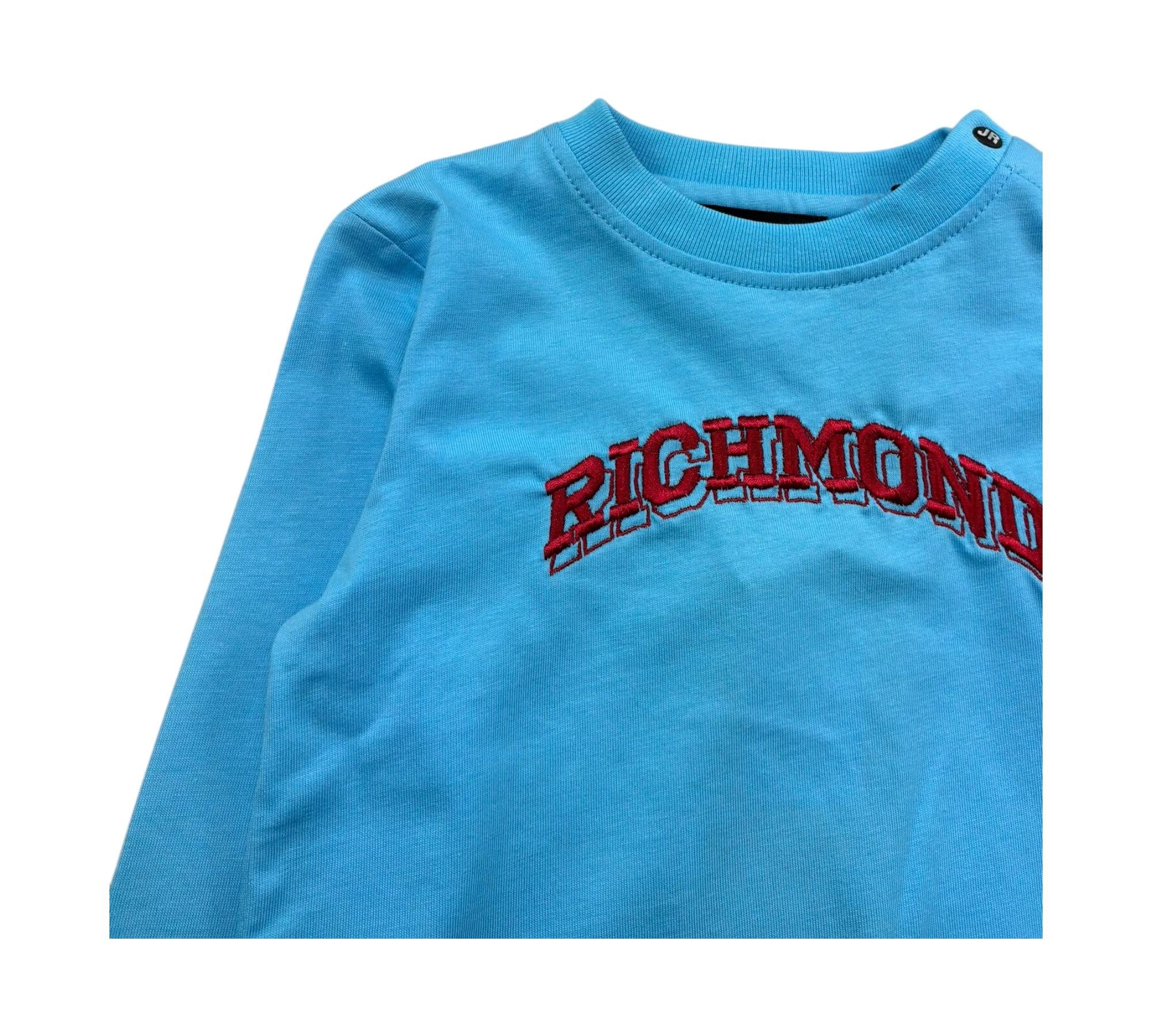 John Richmond Shirt Girocollo Tinta Unita con Stampa per Neonato RIP26130TS AZZURRO JOHN RICHMOND 