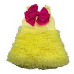 Miss Grant Abito Giromanica Tinta Unita con Tulle per Neonata MG1349X GIALLO MISS GRANT 