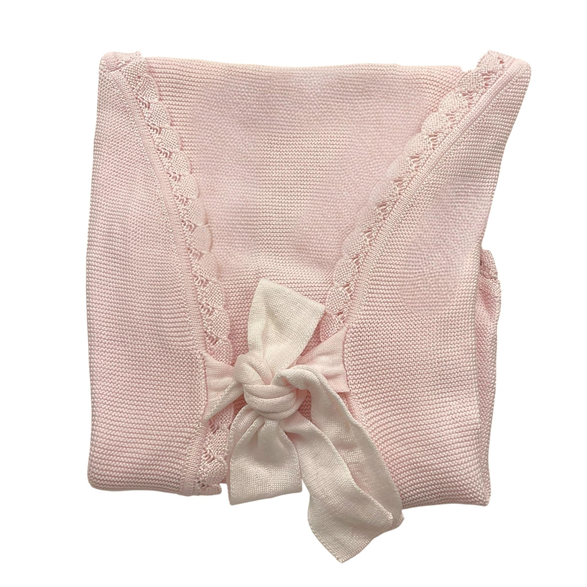 MARLU' coperta tinta unita con ricami Rosa per Neonata ESCUORE ROSA MARLU' 