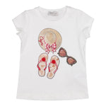 Monnalisa T-Shirt Tinta Unita Girocollo con Stampa per Bambina 11E623 BIANCO MONNALISA 