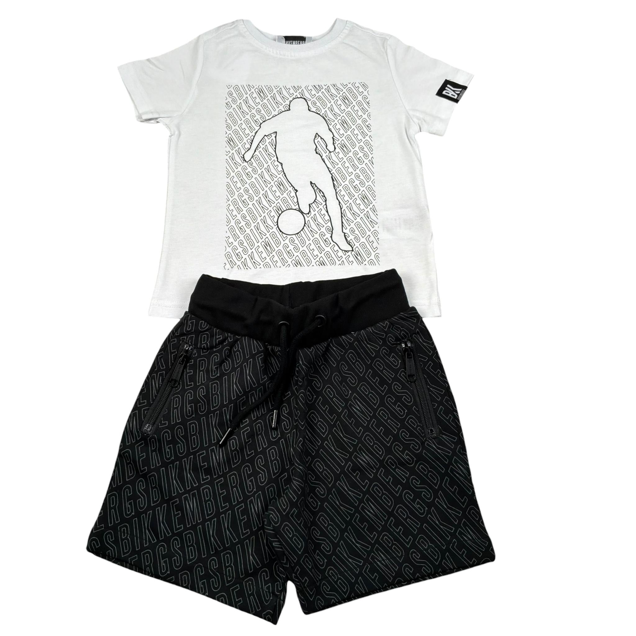 Bikkembergs Completo 2 Pezzi T-Shirt-Bermuda Bicolore per Bambino BK31533 BIANCO/NERO BiKKEMBERGS 