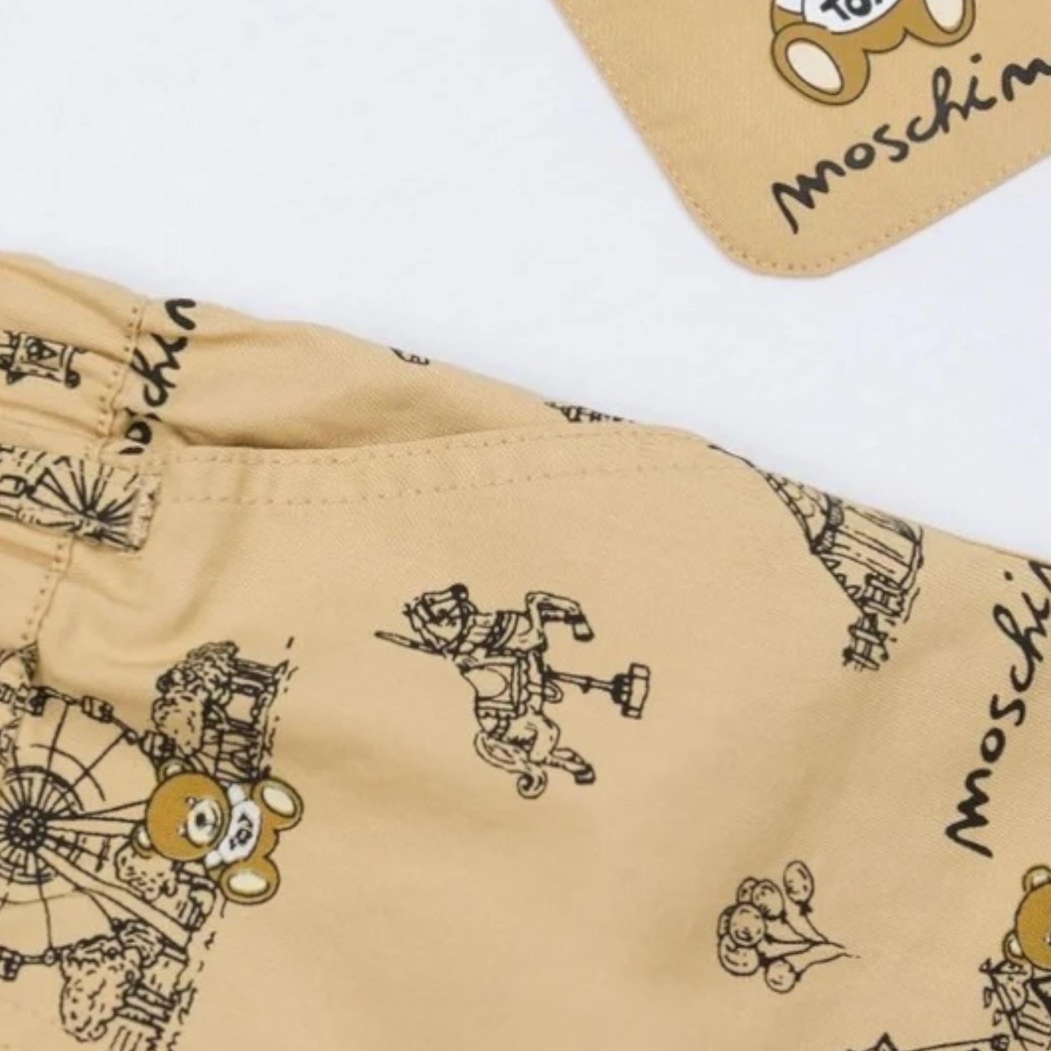 Moschino Completo 2 Pezzi T-Shirt-Bermuda Bicolore per Neonato MUG01CX BIANCO/BEIGE MOSCHINO 