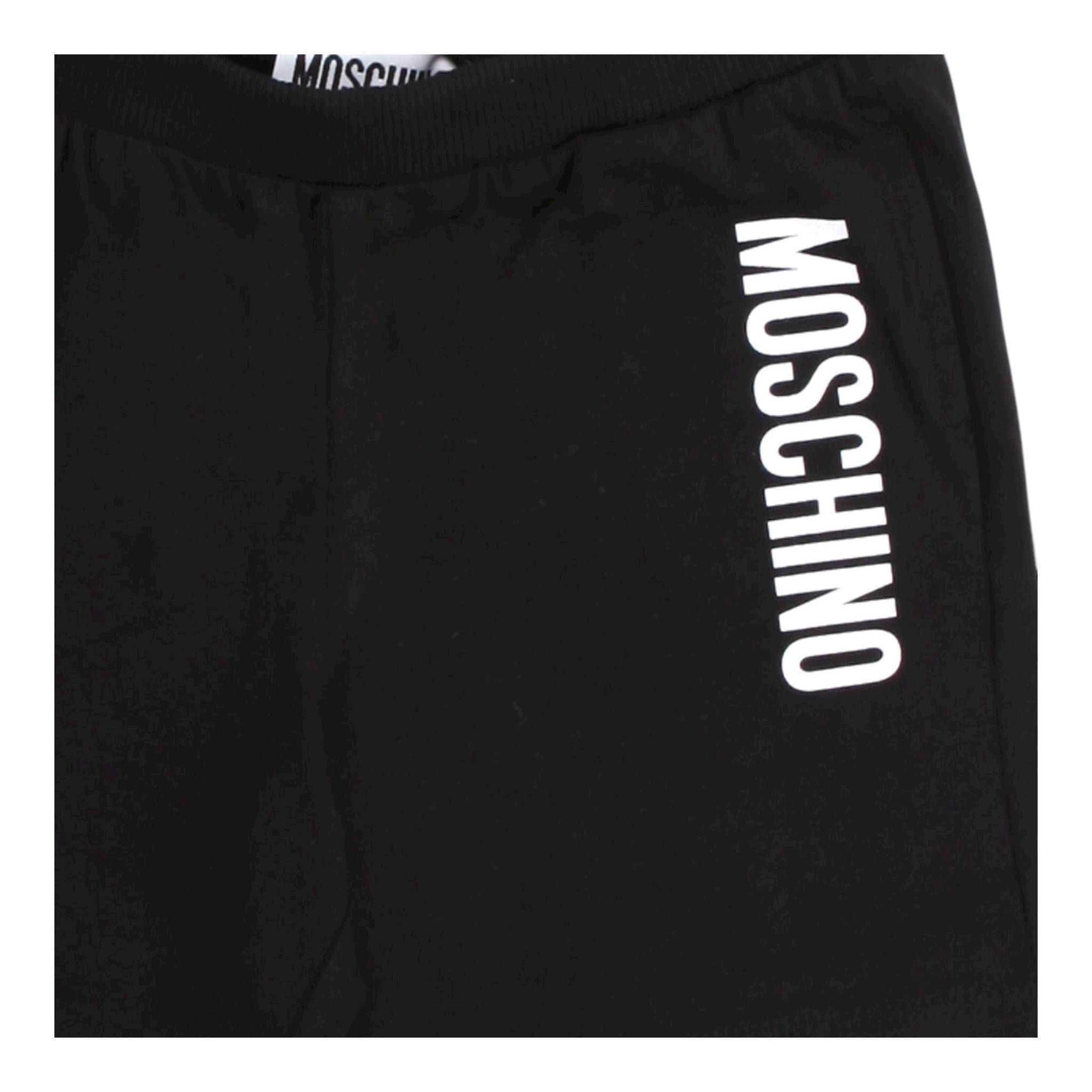 Moschino Bermuda Tinta Unita con Logo per Bambino MUQ01L NERO MOSCHINO 